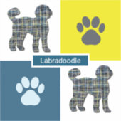Sticker Sticule de grille Y&B Labradoodle Chien Silhouette (Recto)