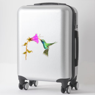 Sticker Sticule grand colibri et fleurs