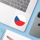Sticker Sticule rond du drapeau de la Tchéquie (Ordinateur portable avec iPhone)