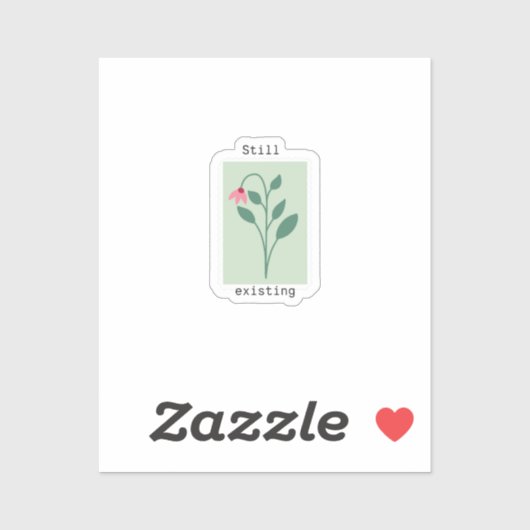 Sticker Still Existing Minimalist Flower Stamp Design (Feuille)