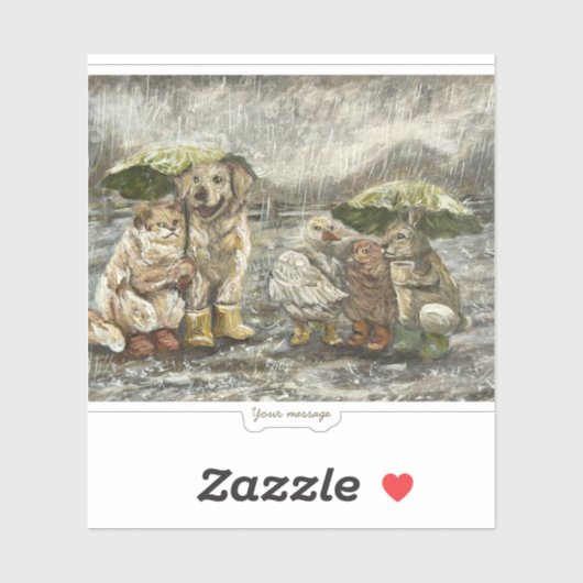 Sticker Still Together Whimsical Farmhouse Animals Rainy (Feuille)