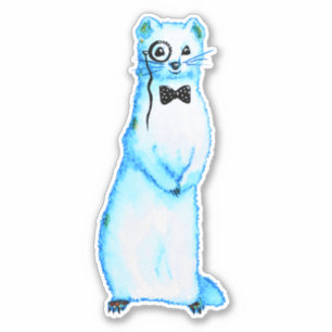 Sticker Stoat blanc Ermine Cute Mustelid Ferret Art