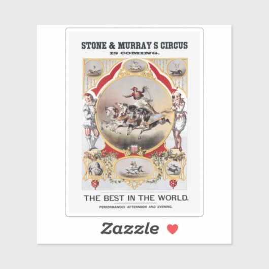 Sticker Stone & Murray's Circus, Circa 1870. (Feuille)