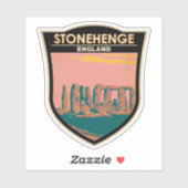 Sticker Stonehenge Art Retro Illustration (Feuille)