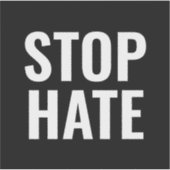 Sticker Stop Hate White Typographiy minimaliste (Devant)