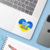 Sticker Stop War in Ukraine (Ordinateur portable avec iPhone)