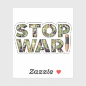 Sticker Stop War Message in Camouflage Text with Bullet (Feuille)