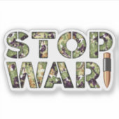 Sticker Stop War Message in Camouflage Text with Bullet (Devant)