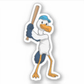 Sticker Stork au baseball avec batte de baseball (Devant)
