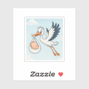 Sticker Stork Nouveau-né bébé