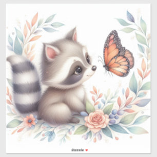 Sticker Storybook Woodland Babies Raccoon Et Papillon