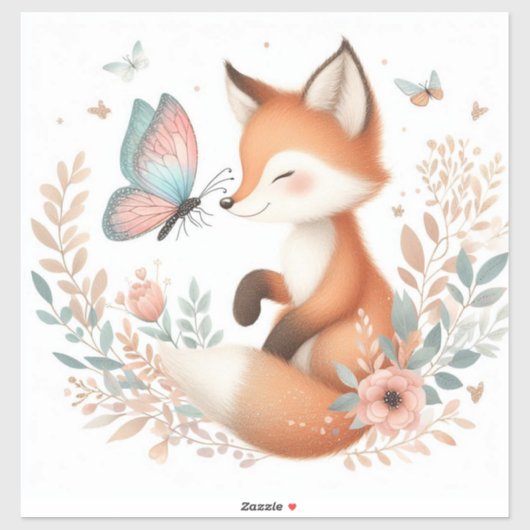 Sticker Storybook Woodland Baby Fox Et Papillon (Feuille)