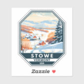 Sticker Stowe Vermont Vintage hiver (Feuille)