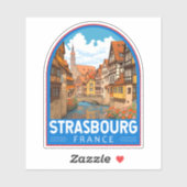 Sticker Strasbourg France Travel Art Vintage (Feuille)