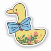 Sticker Strawberry Yellow Duck Lady With Blue Bowtie (Recto)