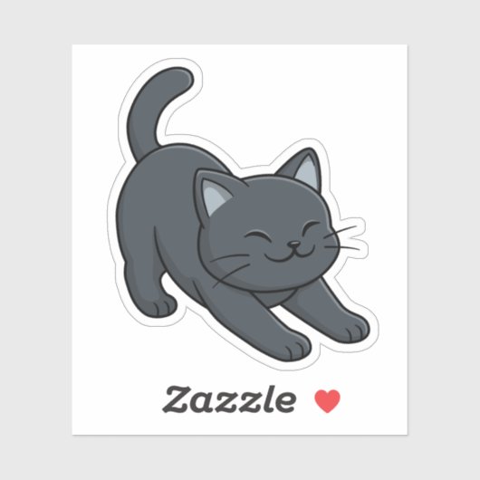 Sticker Stretching Black Cat (Feuille)