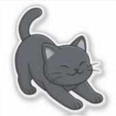 Sticker Stretching Black Cat (Devant)