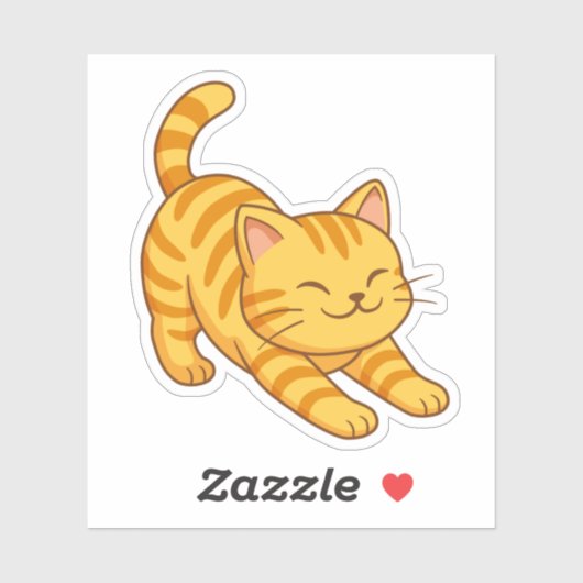 Sticker Stretching Orange Tabby Cat (Feuille)