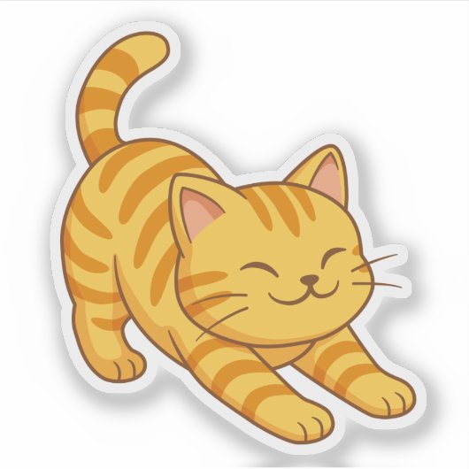 Sticker Stretching Orange Tabby Cat (Devant)