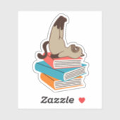 Sticker Stretting Cat sur livres (Feuille)