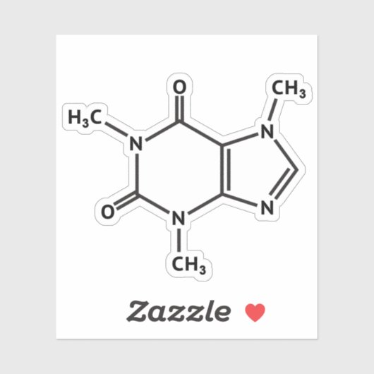 Sticker Structure moléculaire de la caféine (Feuille)