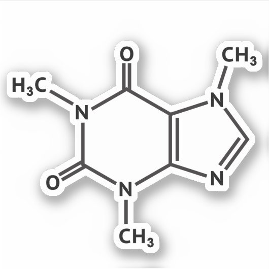 Sticker Structure moléculaire de la caféine (Devant)