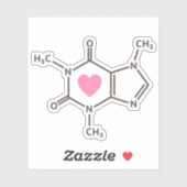 Sticker Structure moléculaire de la caféine avec coeur (Feuille)