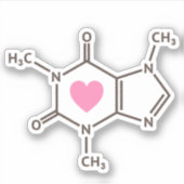 Sticker Structure moléculaire de la caféine avec coeur (Devant)