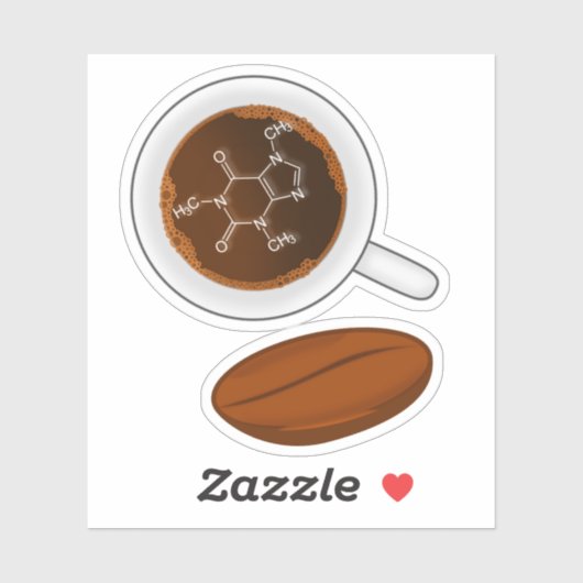 Sticker Structure moléculaire du café - Formule caféine (Feuille)