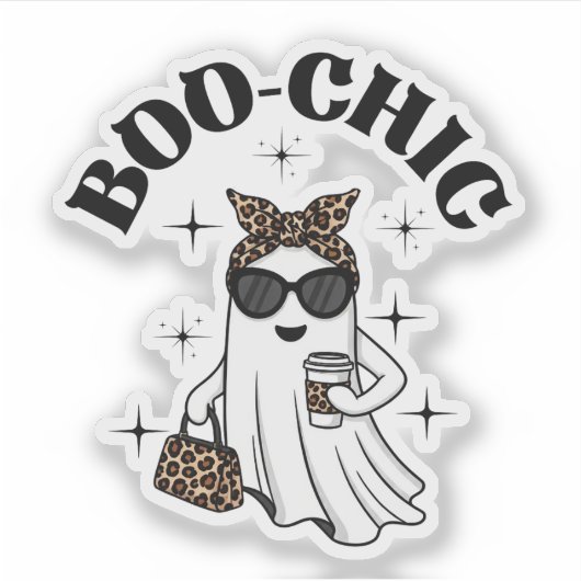 Sticker Style Boo-Chic Ghost avec Empreinte de léopard & C (Devant)