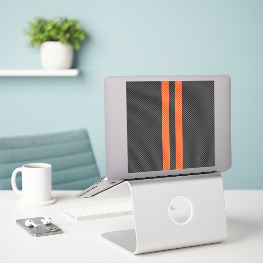 Sticker Style Carbone d'impression d'accents orange sporti (Ordinateur portable sur le bureau)