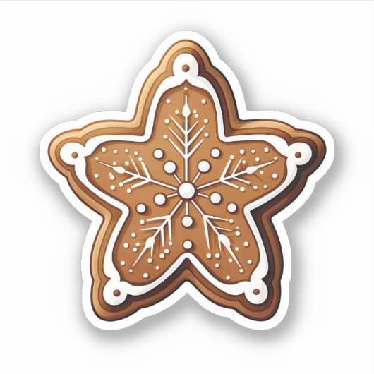 Sticker Style Cartographie Cookie de Noël avec flocon de n (Devant)