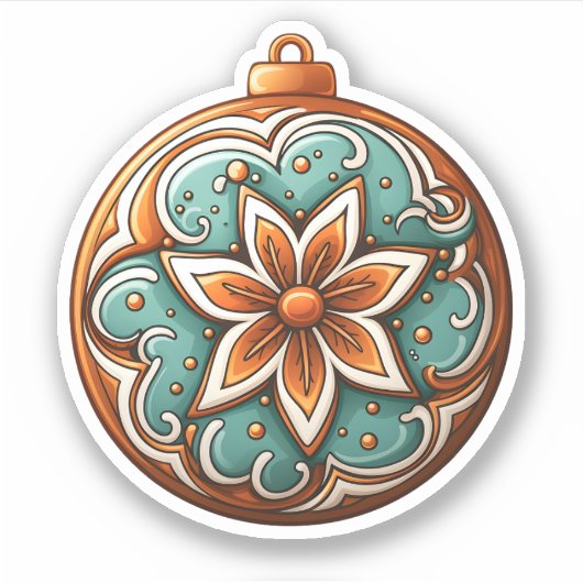 Sticker Style Cartographique Cookie De Noël Rond Avec Fleu (Devant)