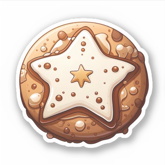 Sticker Style Cartographique Cookie De Noël Rond Avec Une  (Devant)