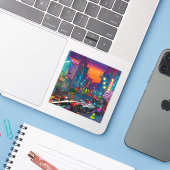 Sticker Style d'animation de course-1 (Ordinateur portable avec iPhone)