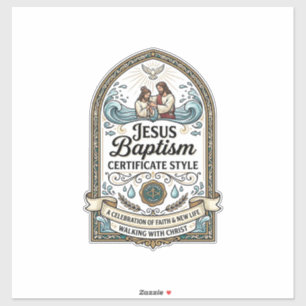 Sticker Style de certificat de baptême de Jésus Certificat
