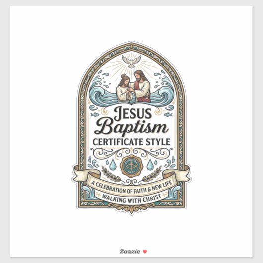 Sticker Style de certificat de baptême de Jésus Certificat (Feuille)