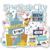 Sticker Style de dessin animé de New York (Devant)