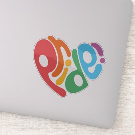 Sticker Style de typographie "Fierté" en forme de coeur (Détail)