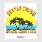 Sticker Style Dessin Rétro MYRTLE BEACH SUD CAROLINA (Feuille)