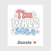 Sticker Style Hippie rétro Tim Walz (Feuille)
