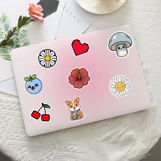 Sticker style kawaii rétro mignon