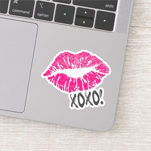 Sticker Stylish rose Kissy Lips avec xoxo (Détail)