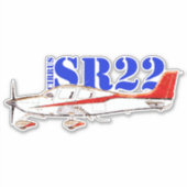 Sticker Stylized Cirrus SR22 Plane with Bold Typography (Devant)