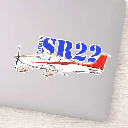 Sticker Stylized Cirrus SR22 Plane with Bold Typography (Détail)