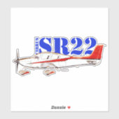Sticker Stylized Cirrus SR22 Plane with Bold Typography (Feuille)