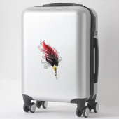 Sticker Stylo rouge en plumes avec nib or (Sur valise)