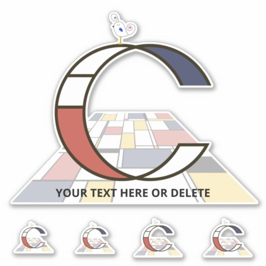 Sticker Sublime néoplasticisme Art Monogramme. Lettre C (Devant)