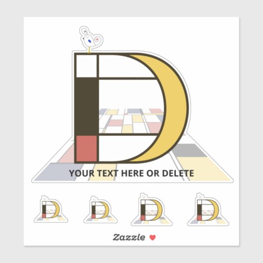 Sticker Sublime néoplasticisme Art Monogramme. Lettre D (Feuille)