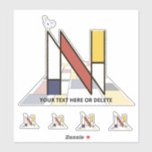 Sticker Sublime néoplasticisme Art Monogramme. Lettre N (Feuille)